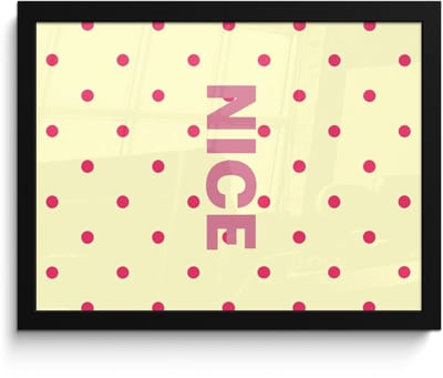 Poster in lijst - Fotolijst 40x30 cm - Posters - Nice - Stippen - Roze - Geel - Posterlijst zwart - Decoratie - Wanddecoratie woonkamer - Muurdecoratie slaapkamer