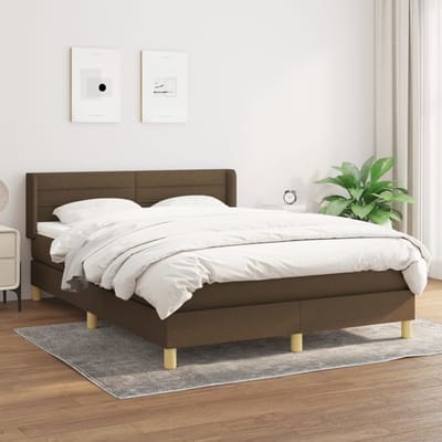 vidaXL - Boxspring - met - matras - stof - donkerbruin - 140x200 - cm