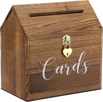 Vintage Houten Kaartenbox met Deksel voor Jubileum, Verjaardag en Bruiloft