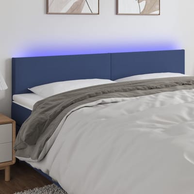 vidaXL - Hoofdbord - LED - 180x5x78/88 - cm - stof - blauw