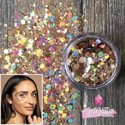 GetGlitterBaby® - Biologische / Biologisch afbreekbare Gouden Chunky Festival Glitters voor Lichaam en Gezicht / Biodegradable Face Body Jewels - Goud / Gold