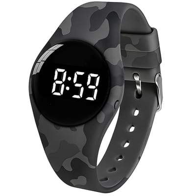 Alarmhorloge – 15 alarmen – oplaadbaar – rond - grijs camouflage
