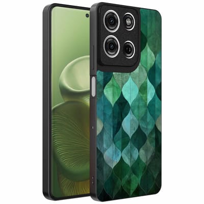 Geschikt voor Motorola Edge 60 Telefoonhoesje met Groene Bladeren Opdruk - TPU Backcover Case Green Leafs Design - Groen - Smartphonica geschikt voor Motorola Edge 60
