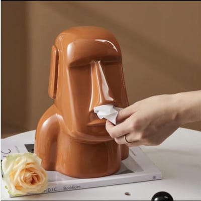 Paaseiland Tissuebox 3D Stenen Beeld Figuur Papierhouder Doos Huis Kantoor Waterdicht Stofdicht Opbergdoos Diversen Organizer brown