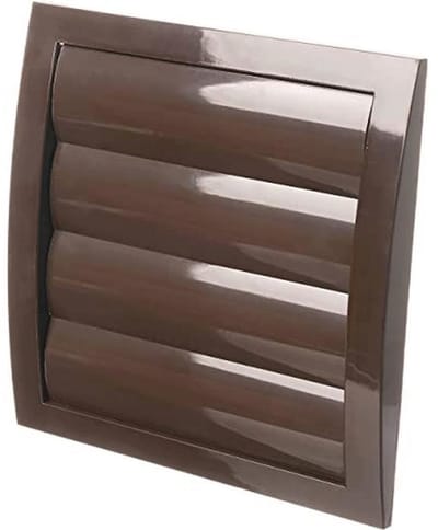 Bruin Ventilatierooster 190x190mm met Lamellen en Insectenbescherming - Kunststof Afsluitrooster