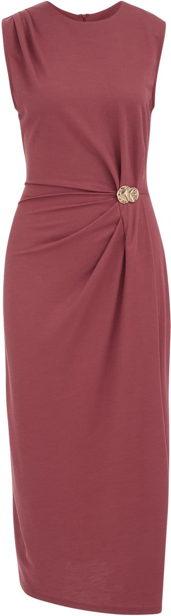 WE Fashion Dames jersey midi jurk met gouden accenten