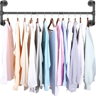 unho wandgarderobestang - industriële garderobestang - metalen kledinghanger - super stabiel wandgarderoberek voor slaapkamer woonkamer keuken - 109x35x31cm - tot 50KG draagvermogen