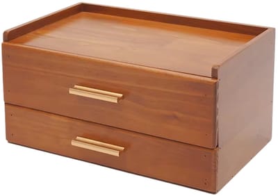 Theeopbergdoos – Voor theezakjes – 8-delig, vintage rechthoekig met 2 laden – Bruin