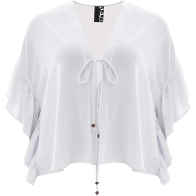 Bolero met volantmouwen in crêpe voor vrouwen Mat Fashion