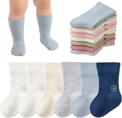 6 Paar Zachte Katoenen Babysokken Effen Kleuren voor Peuters Jongens en Meisjes