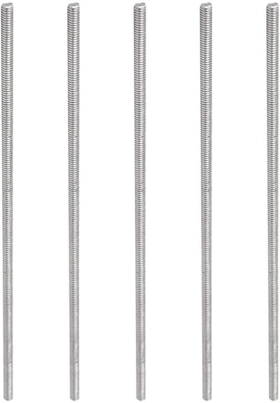 Dailygoods- Staafbouten 5 Stuks - Roestvrij Staal 304 - M4 x 180 mm - Volledige Schroefdraad - Buitendraad - Zilverkleur - Schroef
