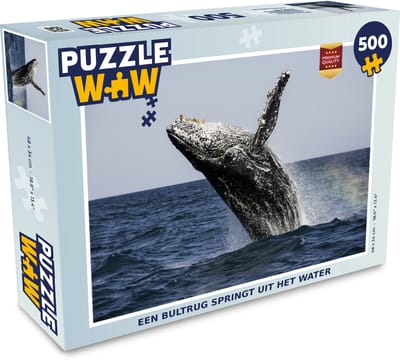 Puzzel Een bultrug springt uit het water - Legpuzzel - Puzzel 500 stukjes