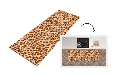 Keukenloper - Loper keuken - Dierenprint - Panter - Bruin - Patronen - 150x50 cm - Keukenloper vinyl