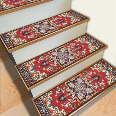 26*80CM Tapijt Traptreden Antislip Trapmatten Verwijderbaar Traptapijt 4-pack Veilige traptredebescherming Geschikt voor kinderen, ouderen en huisdieren