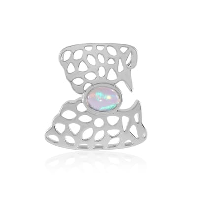 Cavill - 925 Sterling Zilveren Hanger met 0,716 ct Ovale Welo Opaal - Organisch Opengewerkt Design - Elegante Sieraden voor Dames