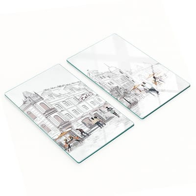 Set van twee decoratieve glazen keukenplanken, Old Town-stijl, 2x30x52 cm