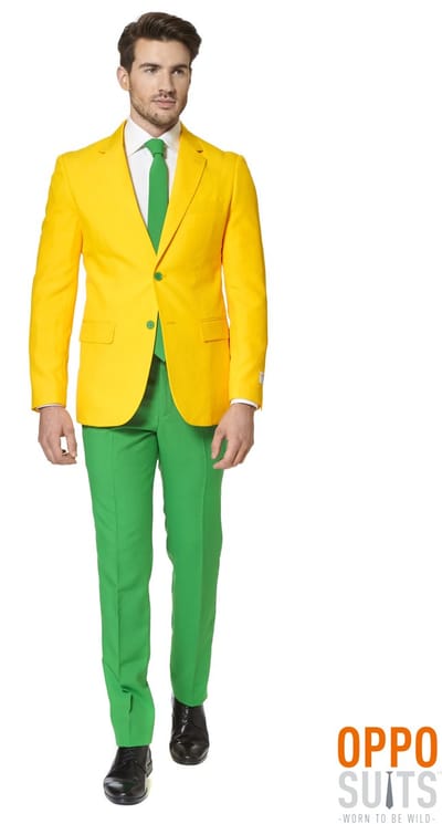 OppoSuits Green and Gold - Heren Pak - Carnavalskleding - Kostuum - Meerkleurig - Feest - Maat 48