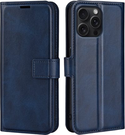 Coverup Hoesje - Geschikt voor iPhone 16 Pro Hoesje - Coverup Deluxe Book Case - Blauw