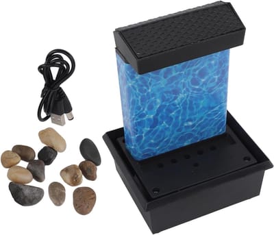 Indoor Waterval Fontein met LED Verlichting voor Bureau en Thuisdecoratie - Rustgevende Waterpartij met USB Aansluiting en Lichtshow