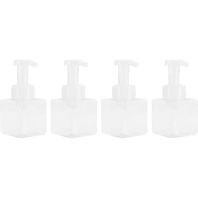 4PCS Bouteilles à Pompe en Plastique Transparent 250ml Distributeur de Savon Moussant Bouteille à Mousse Rechargeable Usage Voyage