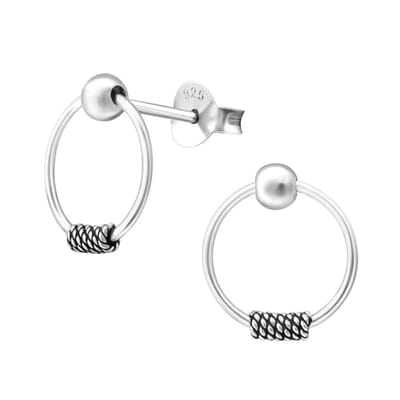 Aramat Jewels | Oorbellen | Geoxideerde Bali Oorbellen | Leiden-10mm | |7mm | Zilver | Kinderen, Volwassenen | Verkleurd niet