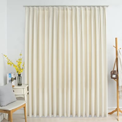 vidaXL - Gordijn - verduisterend - met - haken - 290x245 - cm - fluweel - crème