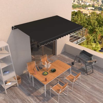 vidaXL - Luifel - handmatig - uittrekbaar - 450x350 - cm - antracietkleurig