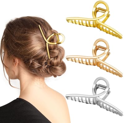Dailygoods- Haarklemmen grote set - Antislip haarspelden - Sterke hold haarclips - Metalen haaraccessoires - 3 stuks - Duurzaam ontwerp