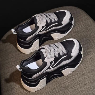 Kleine Binnenhoogte Verhoging Papa Schoenen Leer Damesschoenen Lente Nieuw Lichtgewicht Veelzijdige Platform Casual Sportschoenen 39