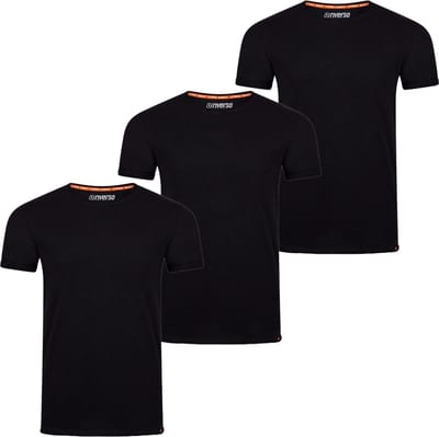 riverso Heren T-Shirt RIVLenny O-Neck 3er Pack regular fit Zwart S Ronde Hals Volwassenen - gemaakt van 100% katoen