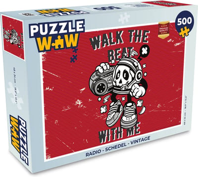 Puzzel Radio - Schedel - Vintage - Legpuzzel - Puzzel 500 stukjes