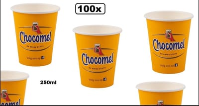 100x Chocomel beker karton 250 ml - choco drinken winter zomer cool bekers zuiveldrank