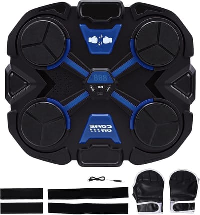 Muziek Boksmachine - Interactieve Trainer - Fitness Thuis - Bluetooth Muziek - 34 cm - Zwart