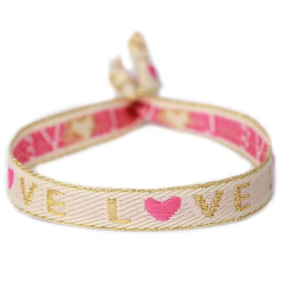Geweven armbandje creme gold love