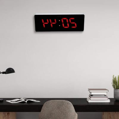 Grote Digitale Wandklok van 14.2'' met LED Weergave, Moderne Kalender Klok voor Slaapkamer en Kantoor, Perfecte Tijdsaanduiding en Decoratie