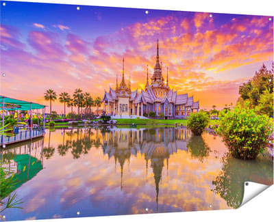 Gards Tuinposter Wat Non Kum Tempel in Thailand - 180x120 cm - Tuindoek - Tuindecoratie - Wanddecoratie buiten - Tuinschilderij