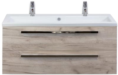 Seville Badmeubelset 120 cm - 2 Laden Craft Oak - Wastafel Djazz Enkel 2 Kraangaten