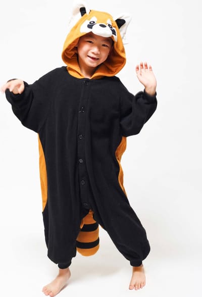 KIMU® Onesie Rode Panda Wasbeer Babypakje - Maat 68-74 - Wasbeerpak Kostuum Bruin Pak - Babypakje Boxpakje Kraamkado Fleece Pyjama Overall Festival