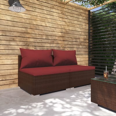 vidaXL - 2-delige - Loungeset - met - kussens - poly - rattan - bruin