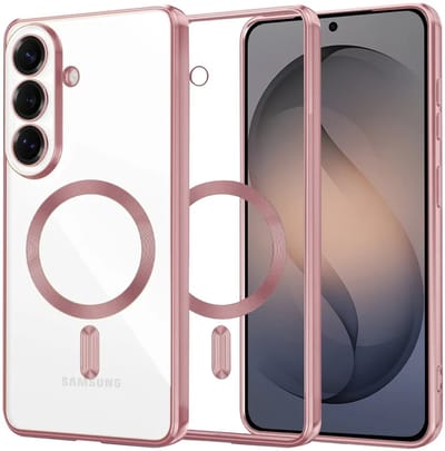 Hoesje geschikt voor Samsung Galaxy S26 - Techsuit Luxury Crystal Back Cover - Geschikt voor MagSafe - Transparant/Roze