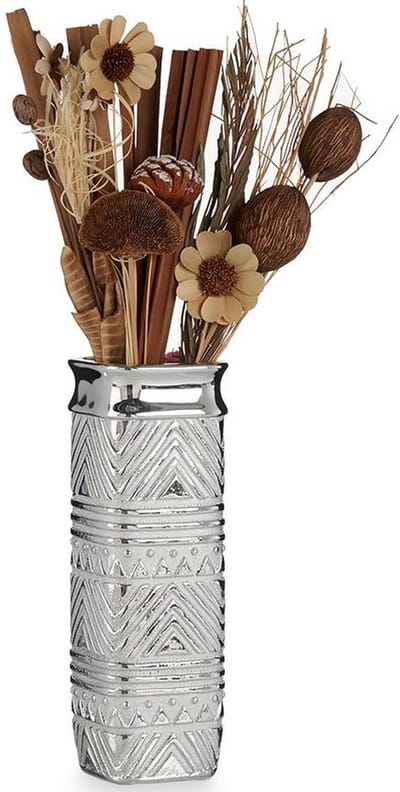 Giftdecor - Bloemenvaas - zilver modern - 10 x 30 cm - keramiek