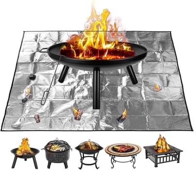 Vierkante Vuurplaatsmat 100 x 100 cm, Vlamdichte Mat voor Tuin, Barbecue en Camping, Bescherming voor Hout en Gras