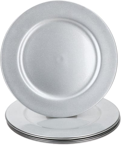 Set van 6 zilveren GLITZER plastic presenteerblaadjes - 22283322