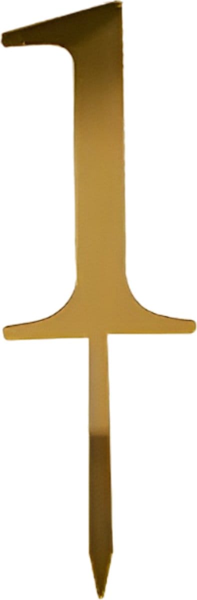 Cake Topper Cijfer 1 - Goud - 1 Stuk - Taarttopper - Taartdecoratie - Taartversiering