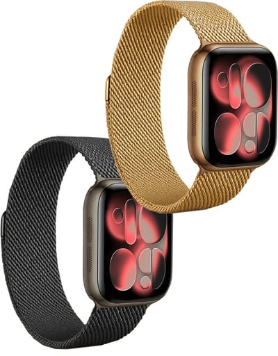 Geschikt voor de Apple Watch Series - Geschikt voor bandje geschikt voor Apple Watch Horloge Band 42/44 mm Milanees - Zwart/Goud
