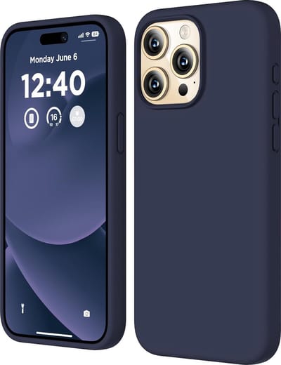 Solid hoesje Soft Touch Liquid Silicone Flexible TPU Cover - Geschikt voor: iPhone 14 Pro - Donkerblauw