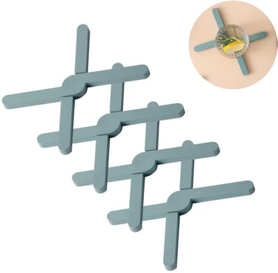 4 stuks - Opvouwbare siliconen onderzetter - warmte-isolerende mat - antislip - kruislings opvouwbare siliconen mat - hittebestendige en waterdichte siliconen onderzetter - geschikt voor borden, hete pannen en koekenpannen (grijsblauw)