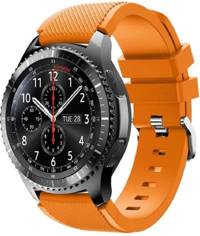By Qubix - Compatible Samsung bandje - Siliconen sportbandje - Oranje - Geschikt voor Samsung Galaxy Watch 3 (45mm) - Galaxy Watch 46mm - Samsung Gear S3 Classic & Frontier