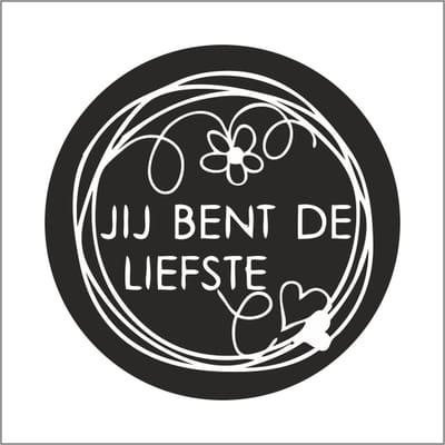Sticker - "Jij bent de liefste" - Etiketten - 47mm Rond - Wit/Zwart - 500 Stuks