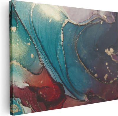Artaza Canvas Schilderij Abstracte Kunst - 40x30 cm - Klein - Muurdecoratie Woonkamer - Wanddecoratie Marmer Look - Kamer Accessoires Goud